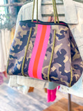 Large Camo with Pink/Orange Tote