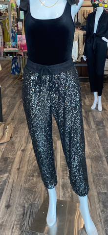 Sequins Joggers - Black
