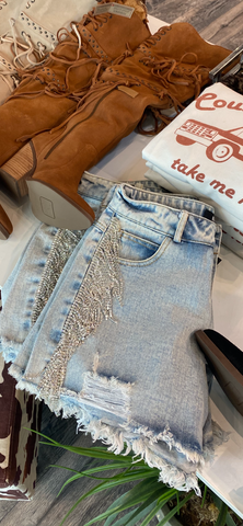 Rhinestone Denim Shorts