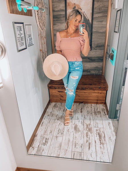 Savannah Scrunch Top - Mauve