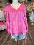 Hot Pink Balloon Sleeve Top