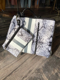 Large White/Silver Snake Tote