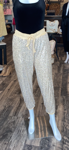Sequins Joggers - Gold