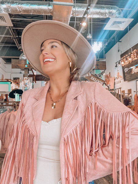 Teddy Pink Fringe Jacket