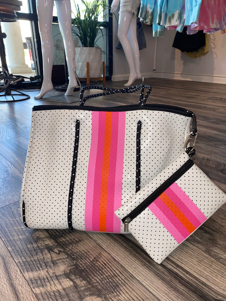Large White with Colors Tote