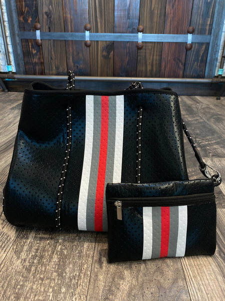 Large Black Camo with Red Tote