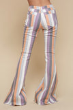 Lavender Striped Flare Bottom Jeans