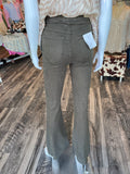 Olive Flare Bottom Jeans