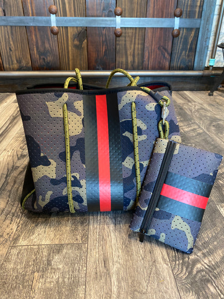 Large Camo with Red Tote