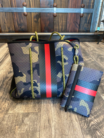 Large Camo with Red Tote